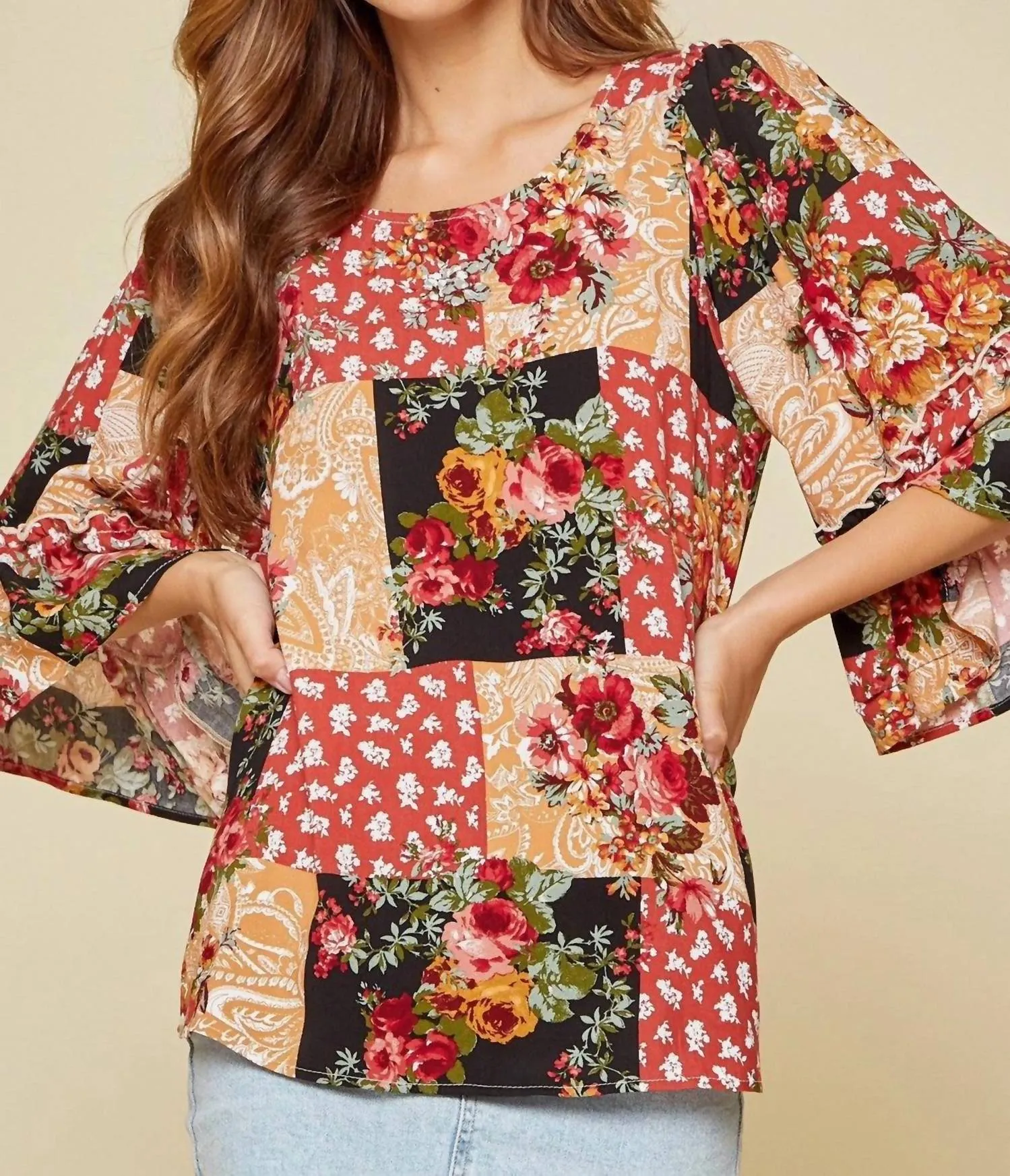 Andree By Unit - Patchwork Floral Blouse