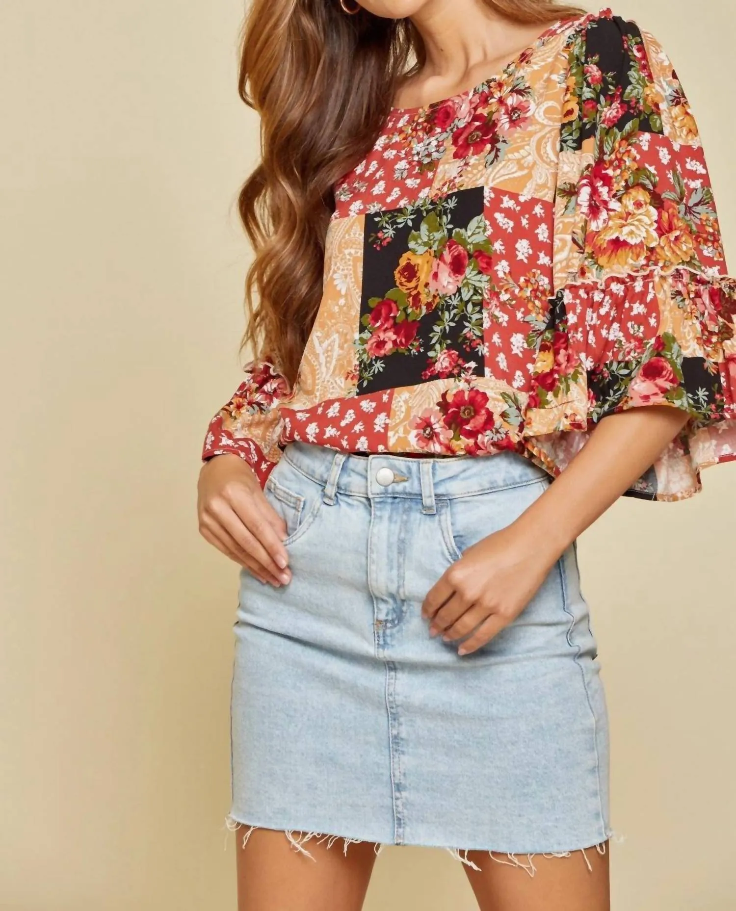 Andree By Unit - Patchwork Floral Blouse