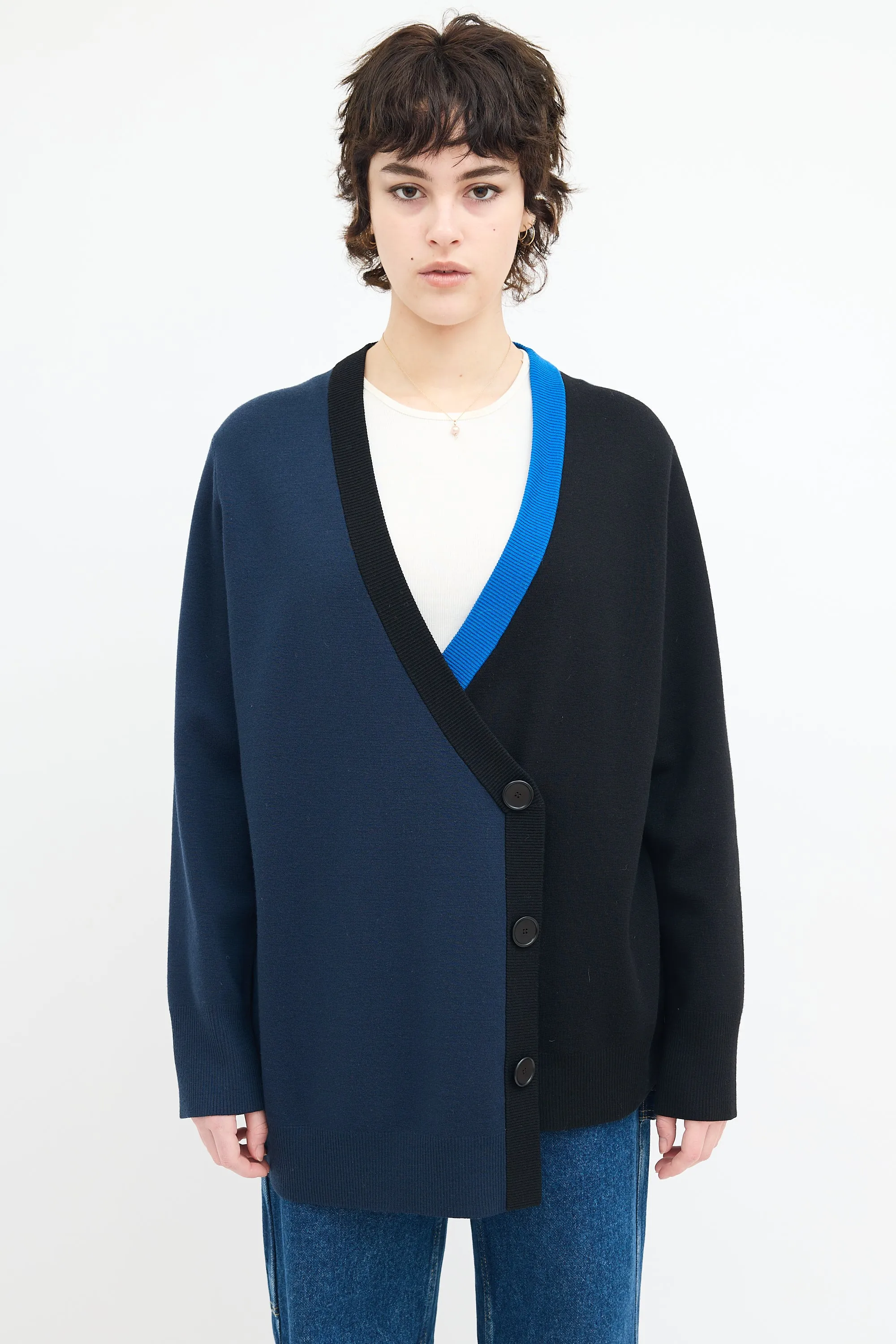 Asymmetrical Colour Block Cardigan