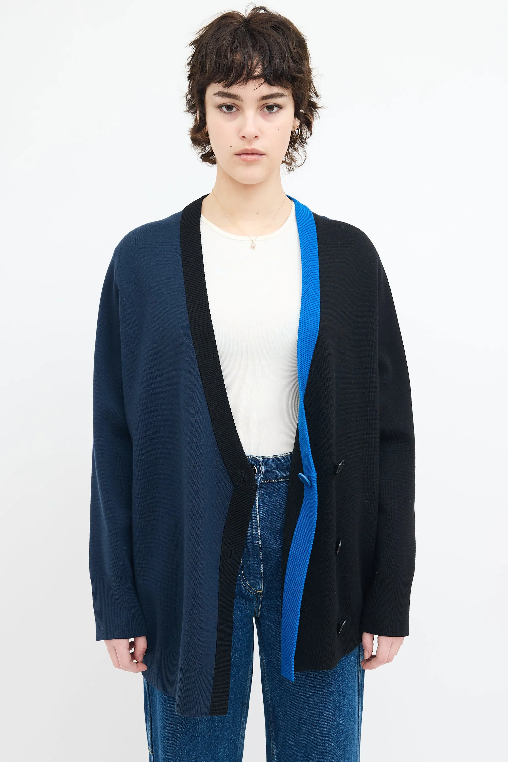 Asymmetrical Colour Block Cardigan