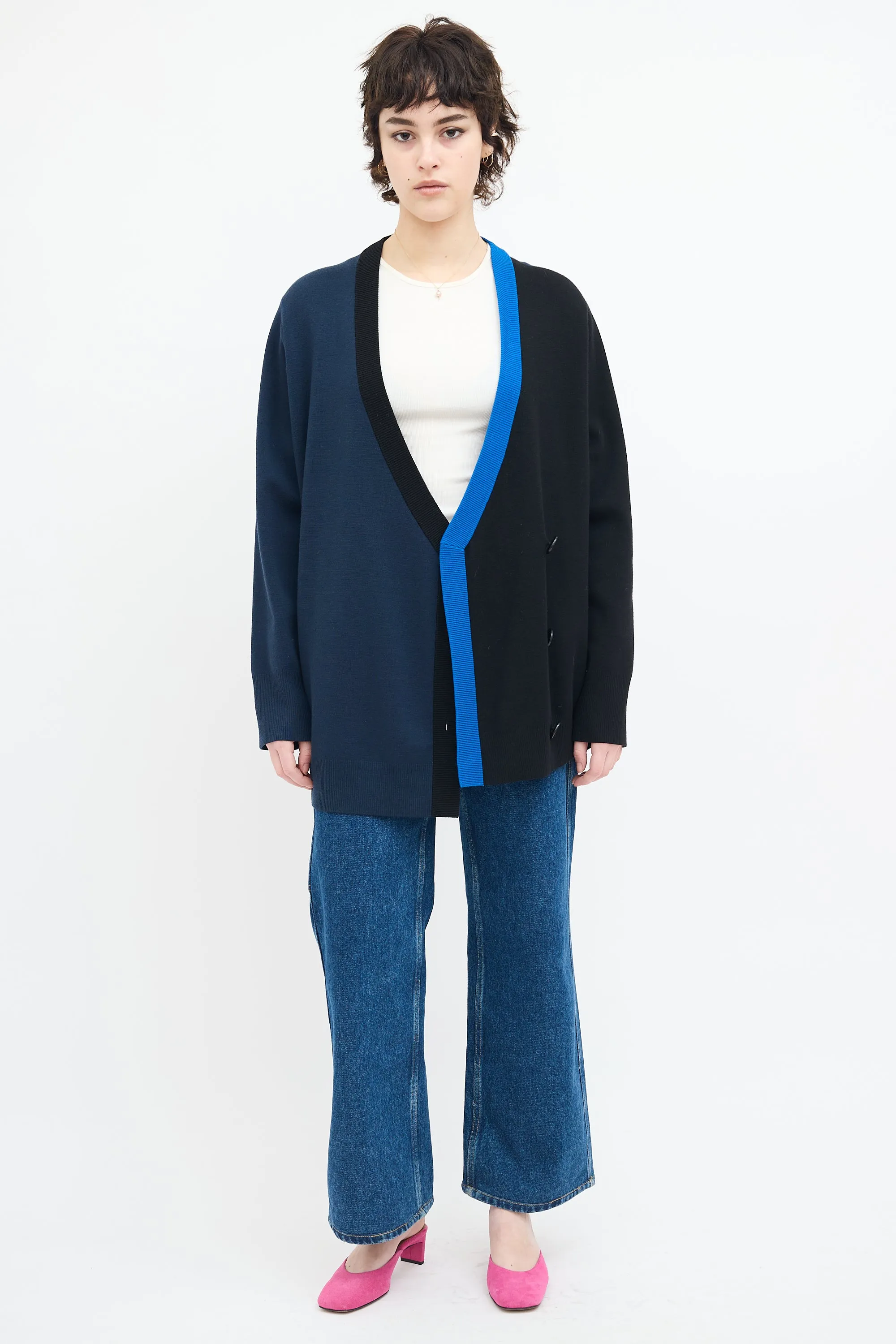 Asymmetrical Colour Block Cardigan