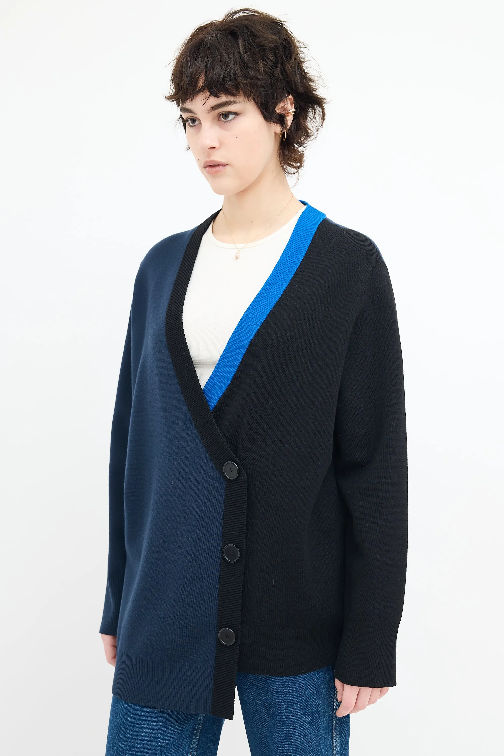 Asymmetrical Colour Block Cardigan