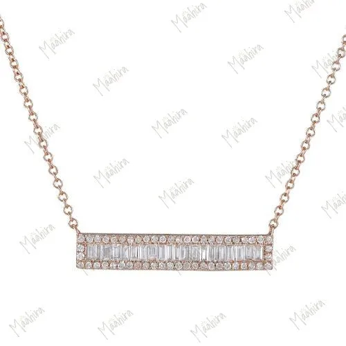 Baguette Bar Necklace 4x22.50mm