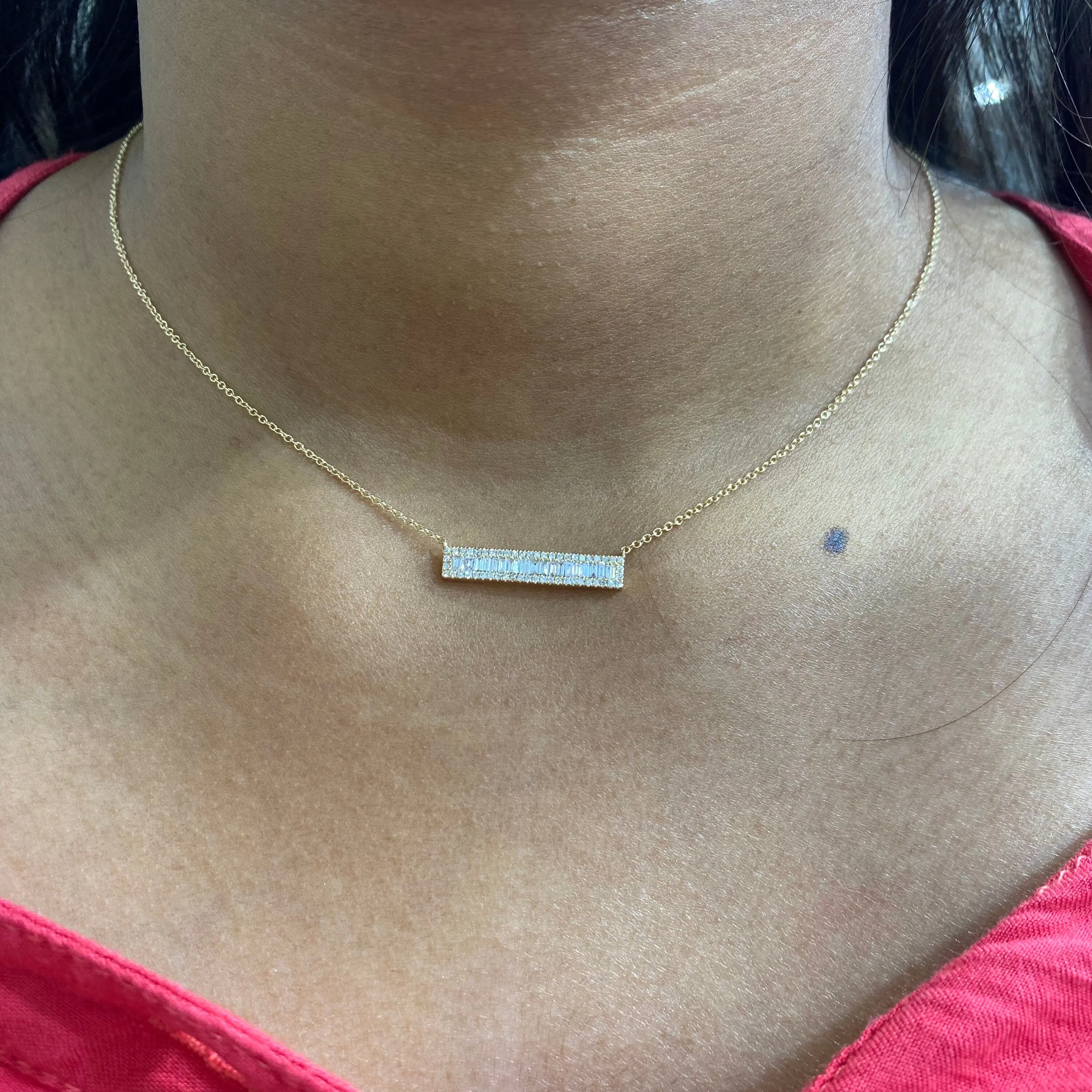 Baguette Bar Necklace 4x22.50mm