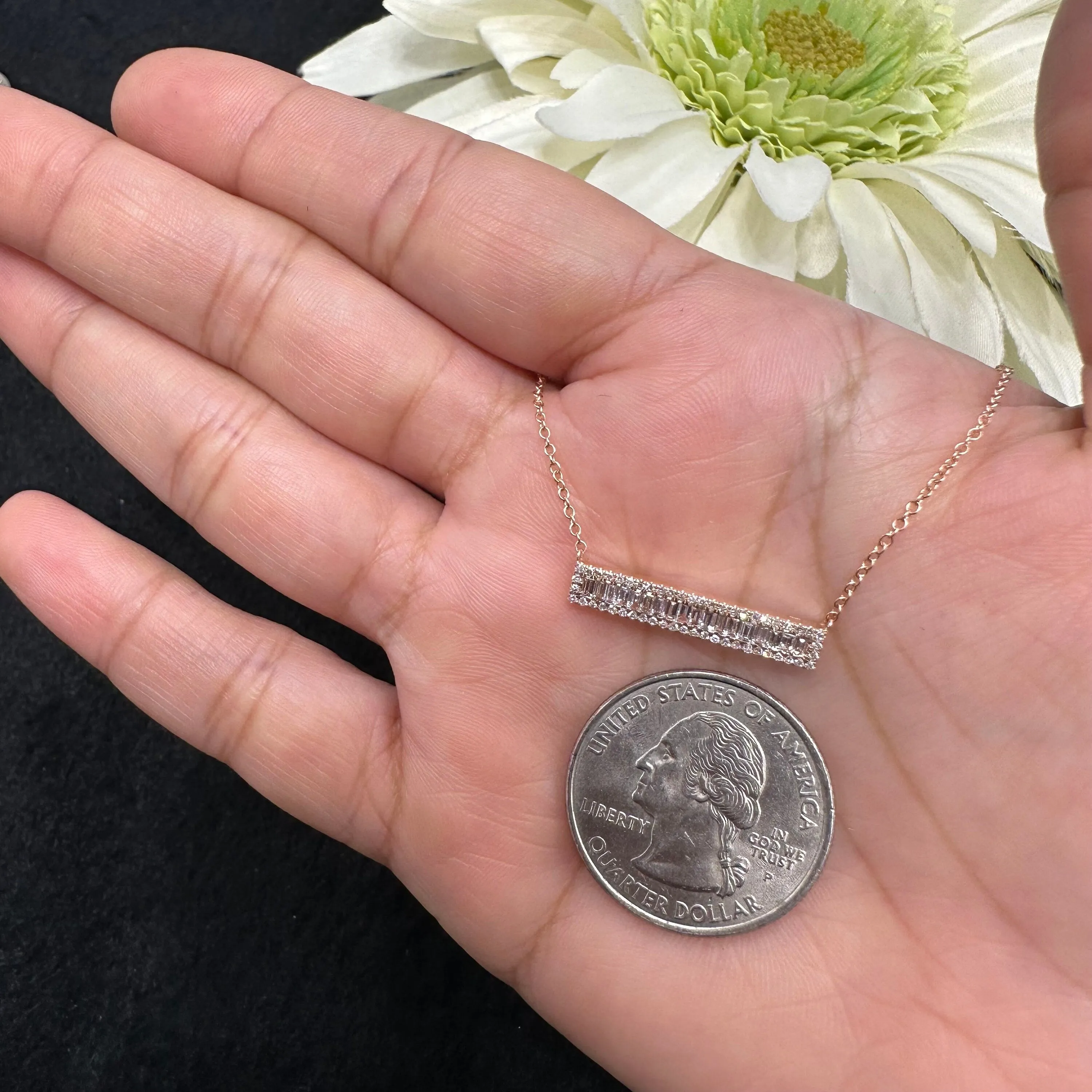 Baguette Bar Necklace 4x22.50mm
