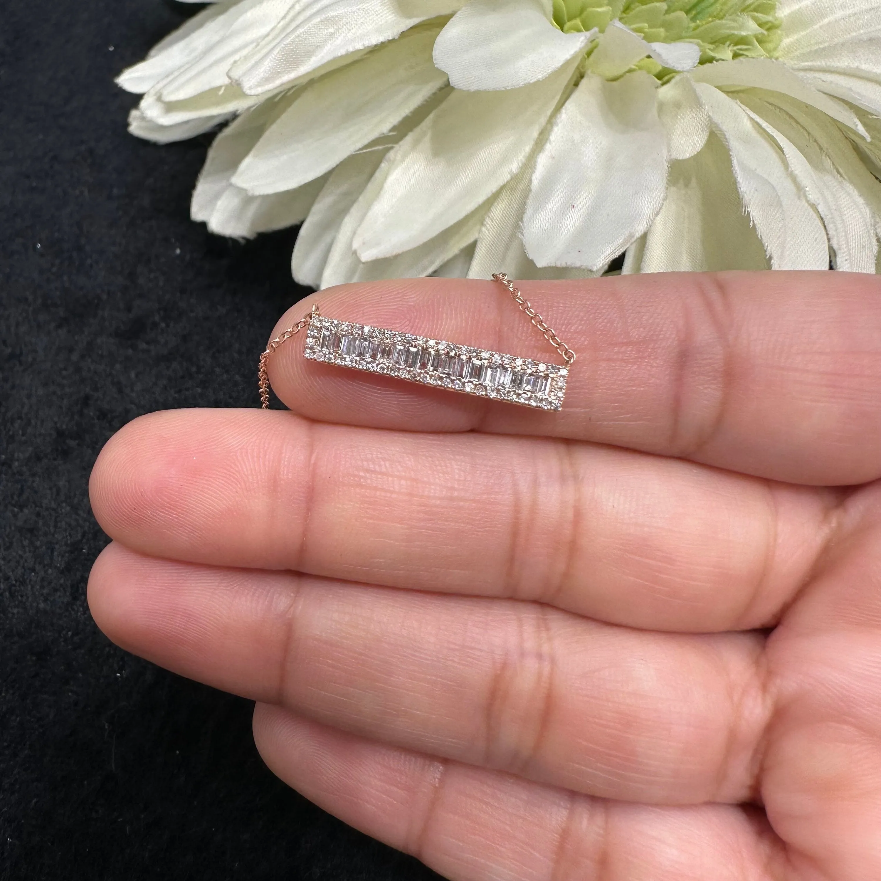 Baguette Bar Necklace 4x22.50mm