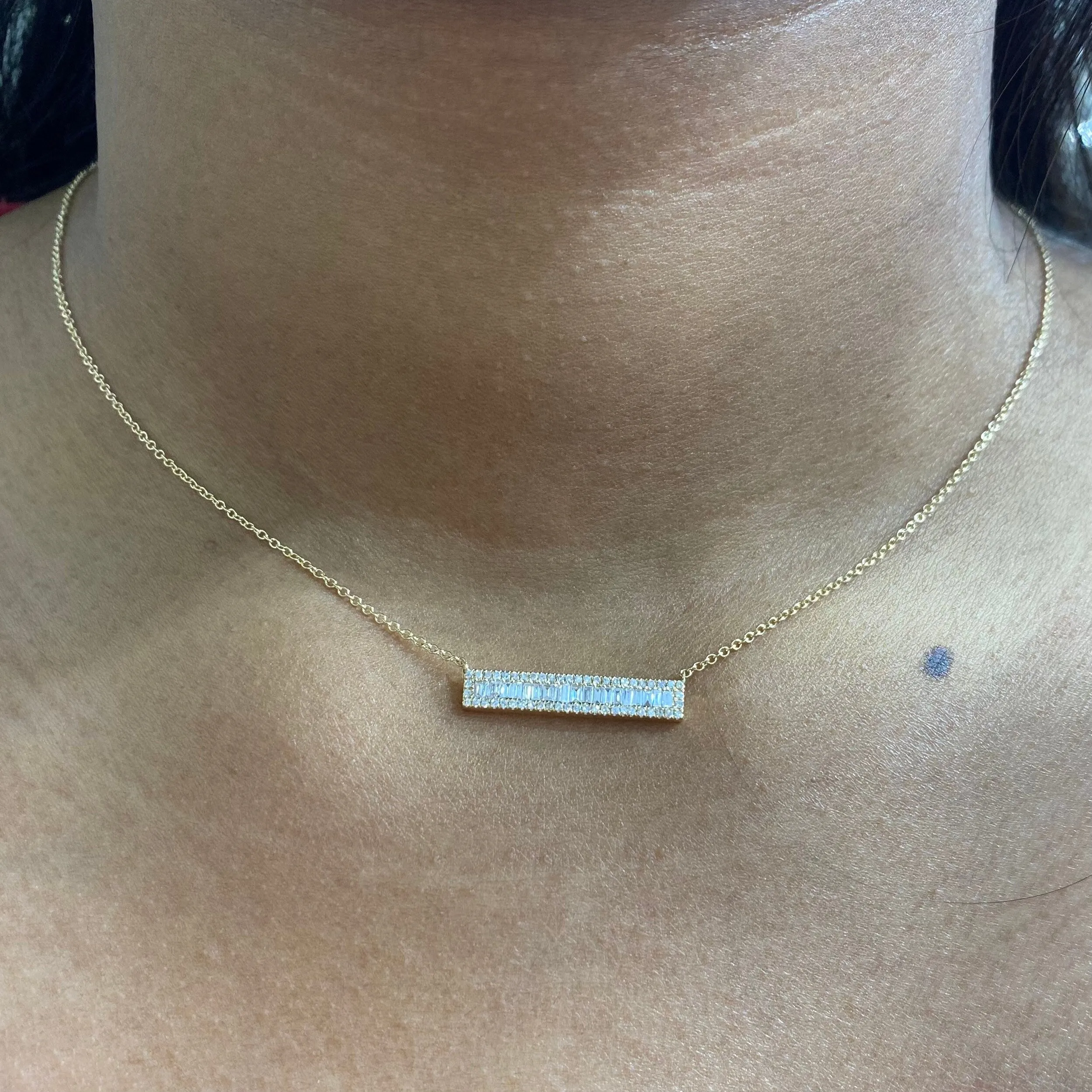 Baguette Bar Necklace 4x22.50mm