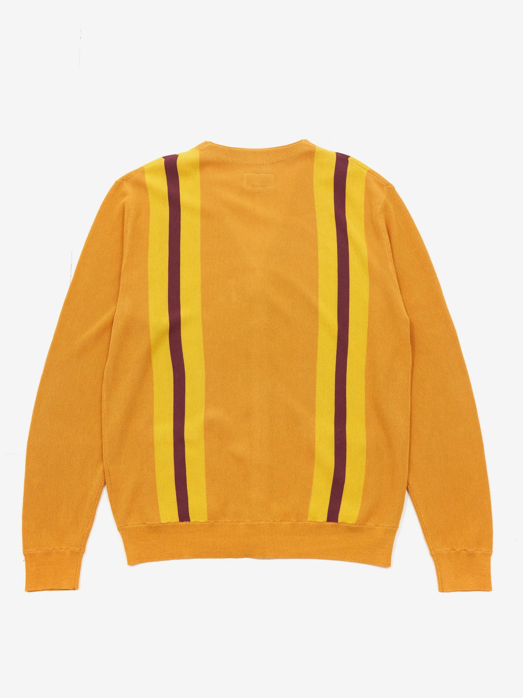 Beams Plus Stripe Jacquard Cardigan - Mustard