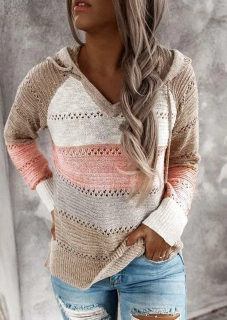 Cargo Striped Knitted Hoodie Sweater - S-XL - 3 Colors