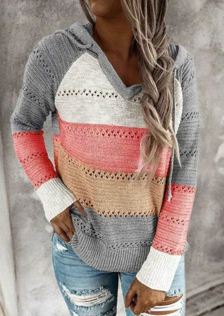 Cargo Striped Knitted Hoodie Sweater - S-XL - 3 Colors