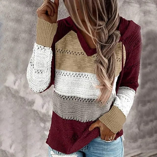 Cargo Striped Knitted Hoodie Sweater - S-XL - 3 Colors
