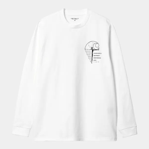 Carhartt WIP LS Ratios T-Shirt - Whtie / Dark Navy