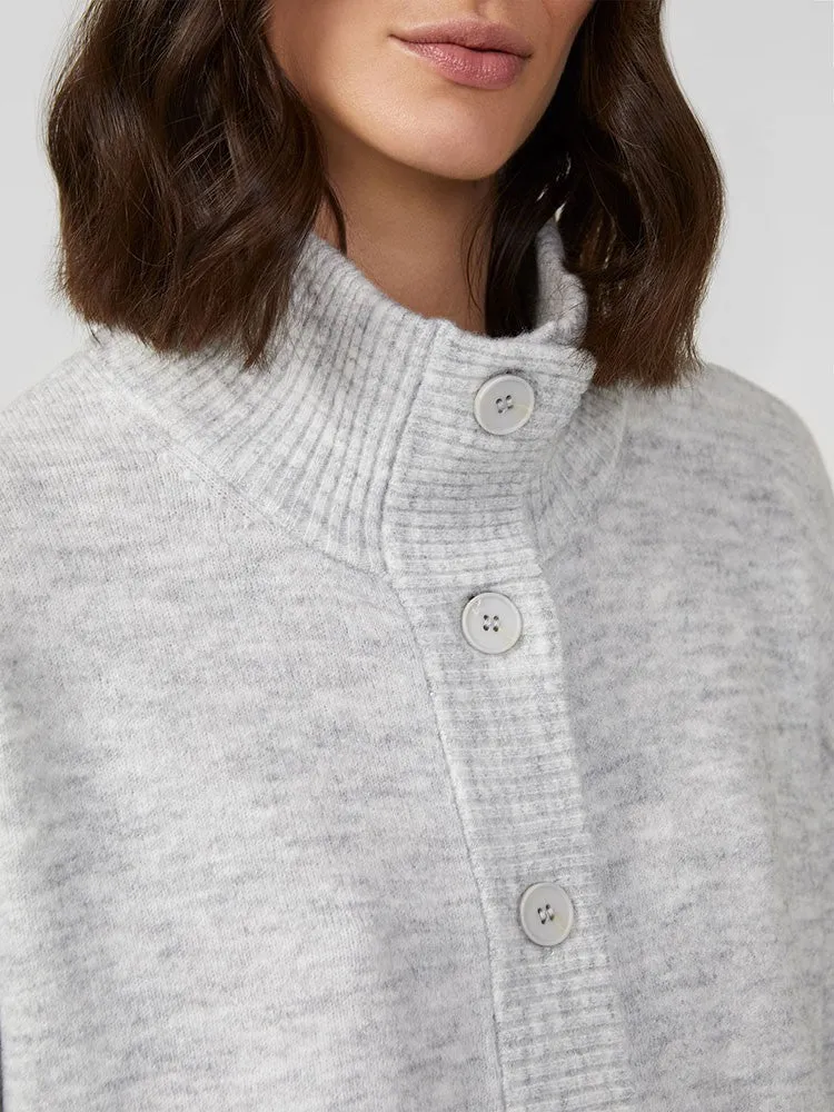 Carice Knit Button Down Jumper - Grey Marl