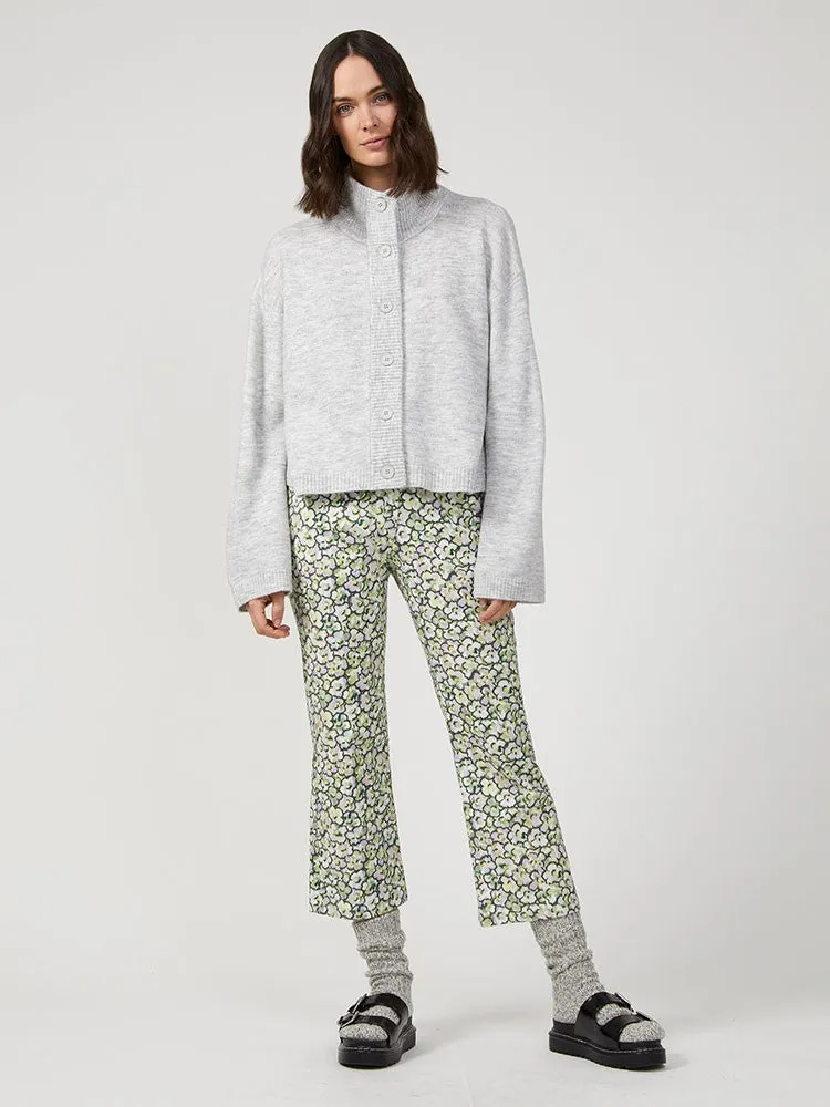 Carice Knit Button Down Jumper - Grey Marl