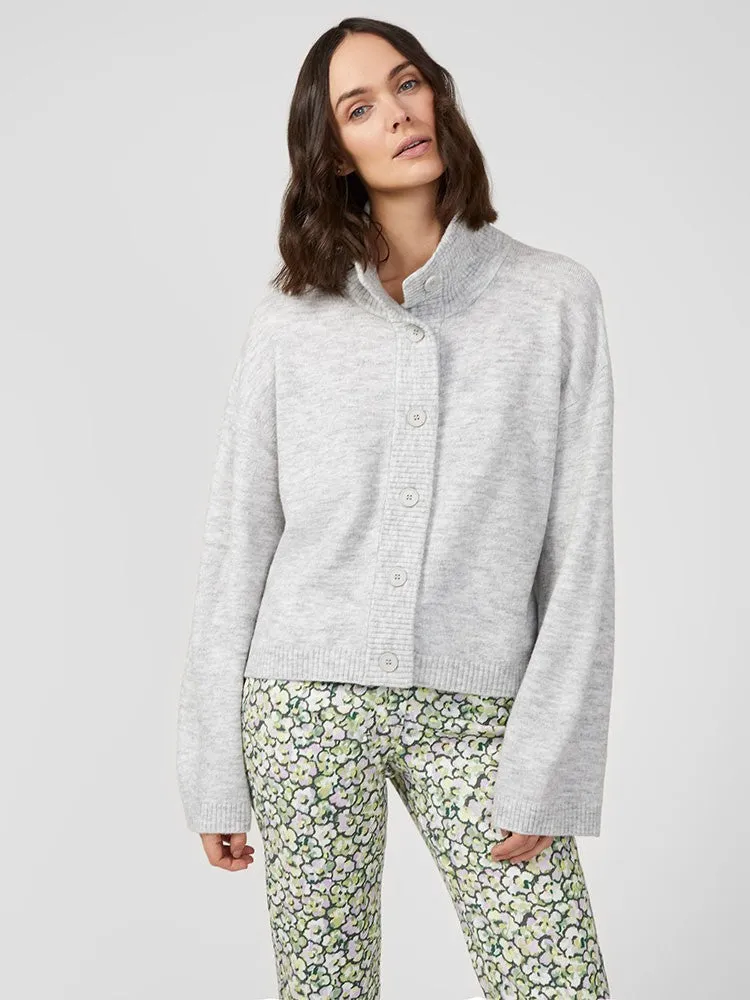 Carice Knit Button Down Jumper - Grey Marl