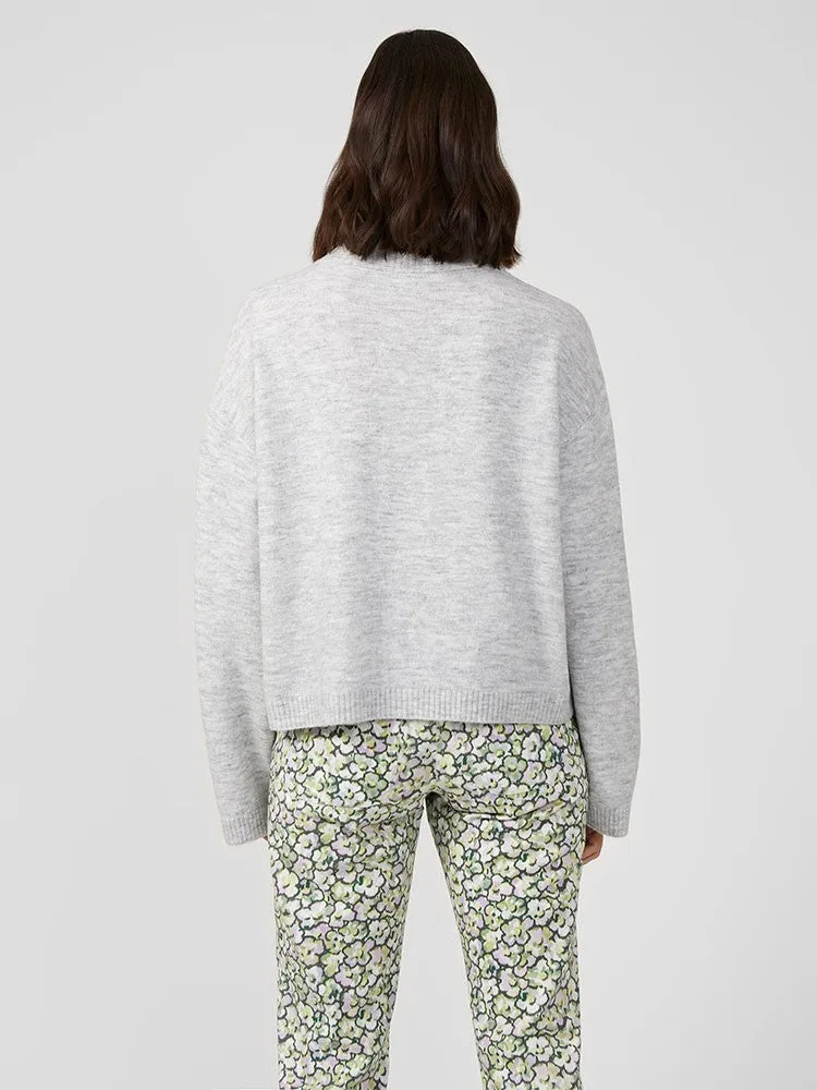 Carice Knit Button Down Jumper - Grey Marl