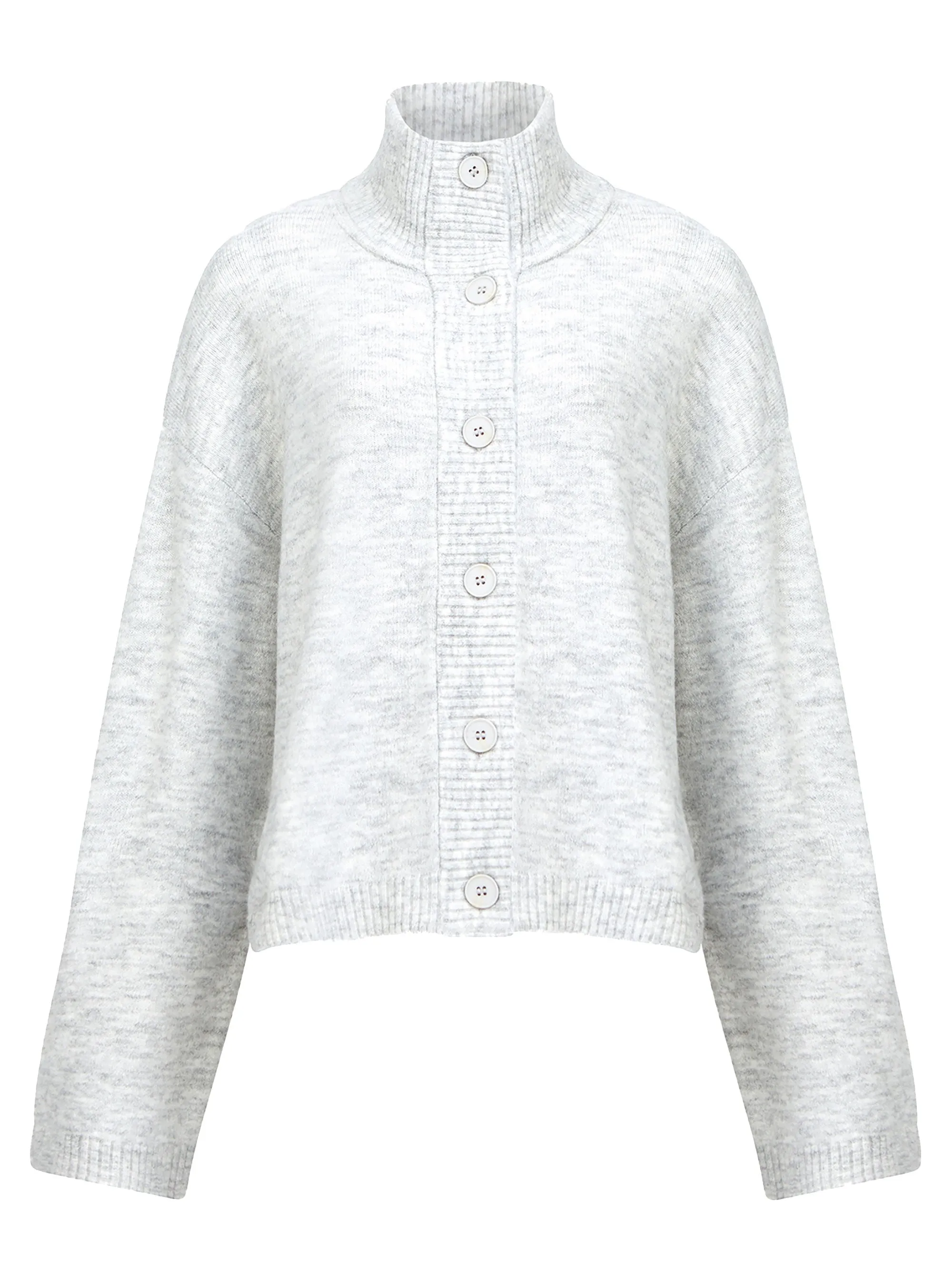 Carice Knit Button Down Jumper - Grey Marl