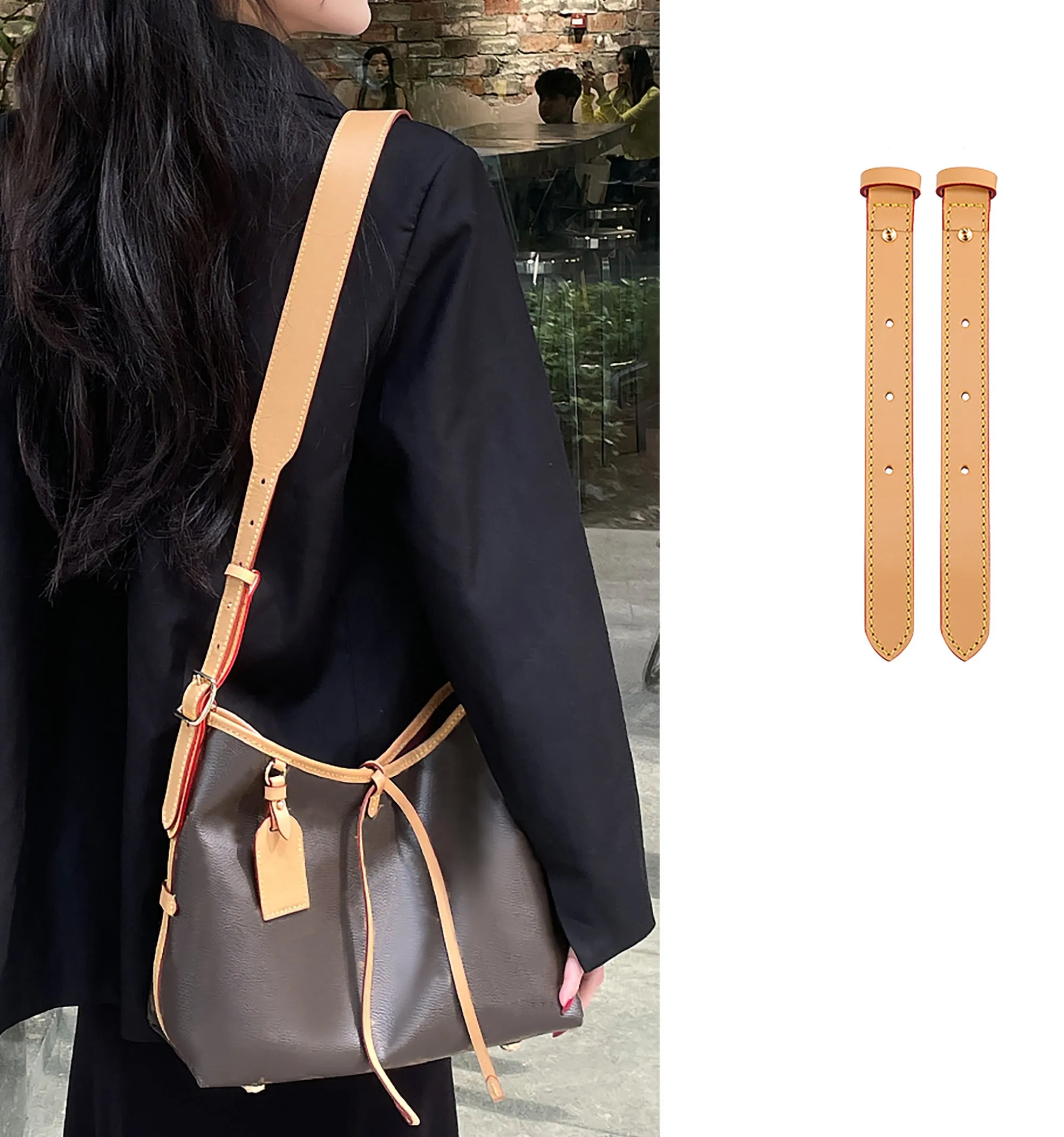Carryall shoulder strap extension, suitable for replacing the short strap on small women's bags, a handmade genuine leather shoulder strap extension accessory.