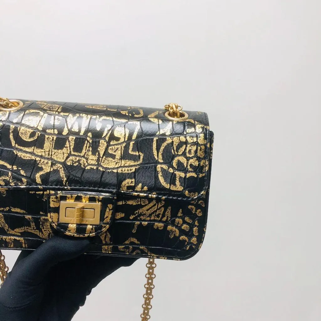CHANEL 19A Graffiti Croc Embossed Mini 2.55 Reissue