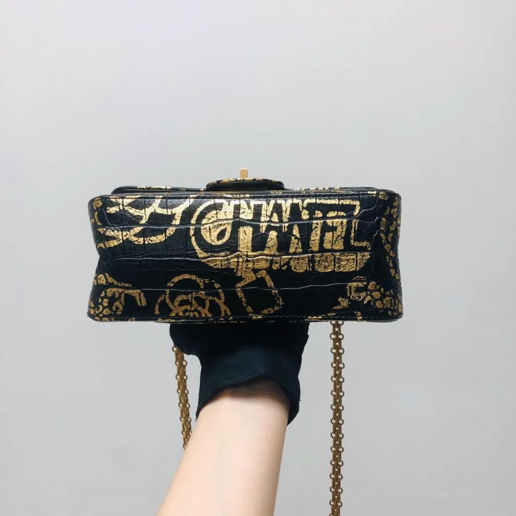 CHANEL 19A Graffiti Croc Embossed Mini 2.55 Reissue