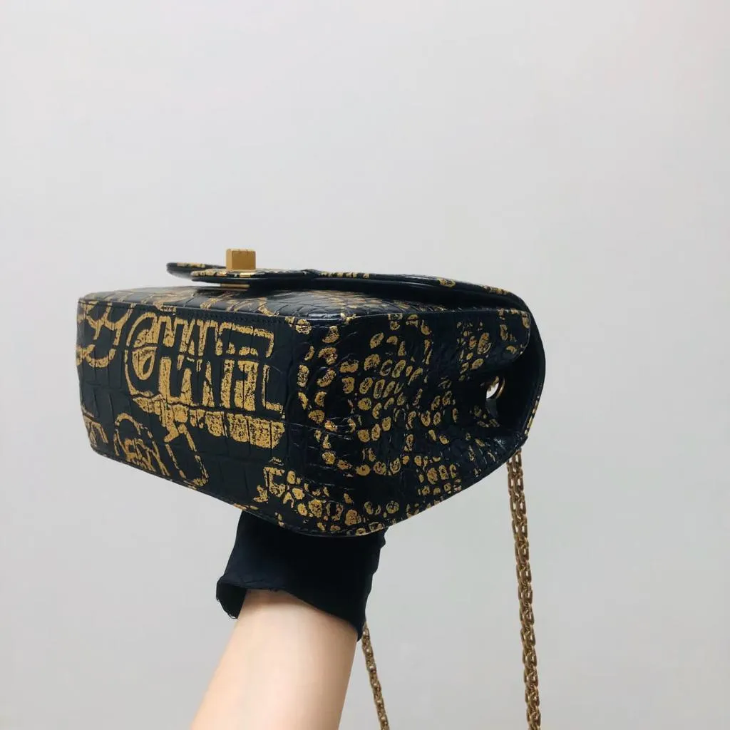 CHANEL 19A Graffiti Croc Embossed Mini 2.55 Reissue