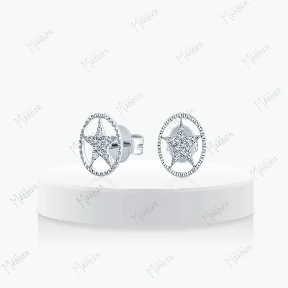 Circled Star Diamond Studs