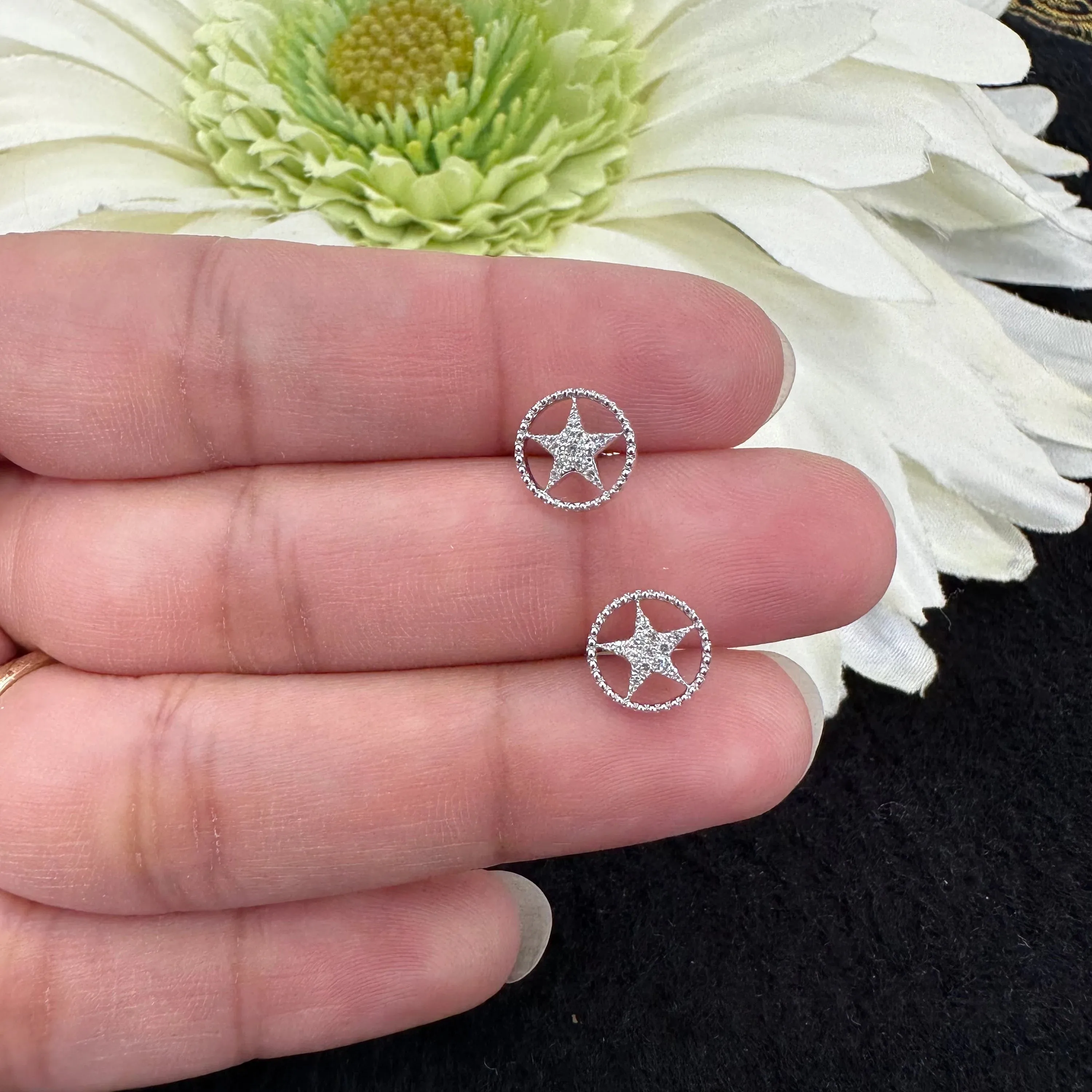 Circled Star Diamond Studs