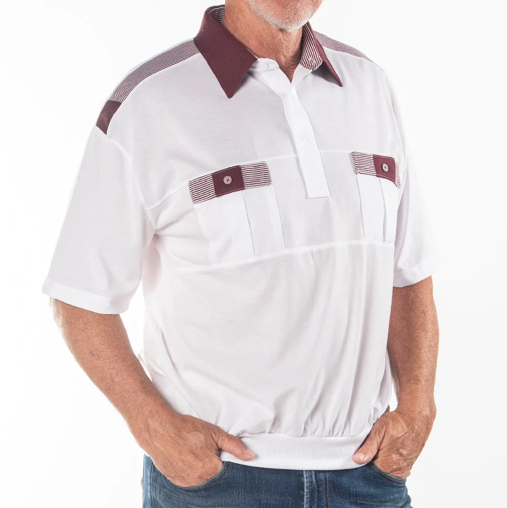 Classics By Palmland Knit Short Sleeve Banded Bottom Shirt 6010-646 Burgundy