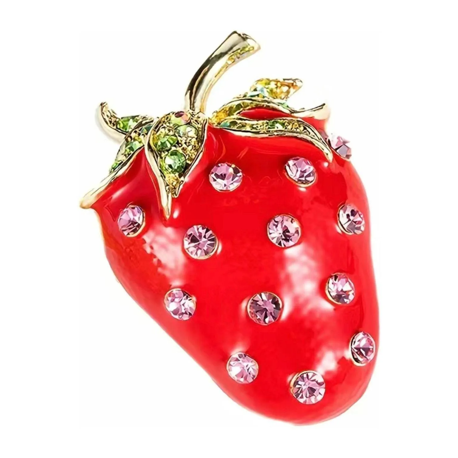 Crystal Studded Strawberry Brooch