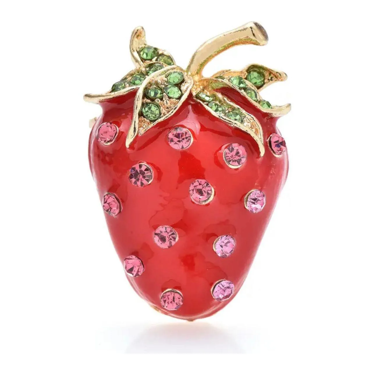 Crystal Studded Strawberry Brooch