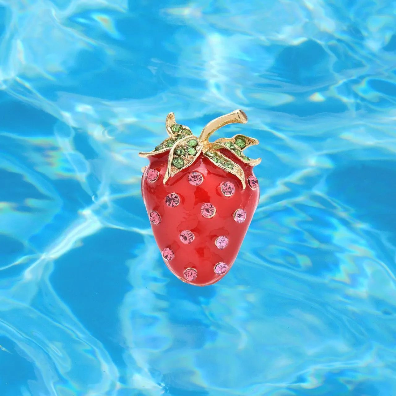 Crystal Studded Strawberry Brooch