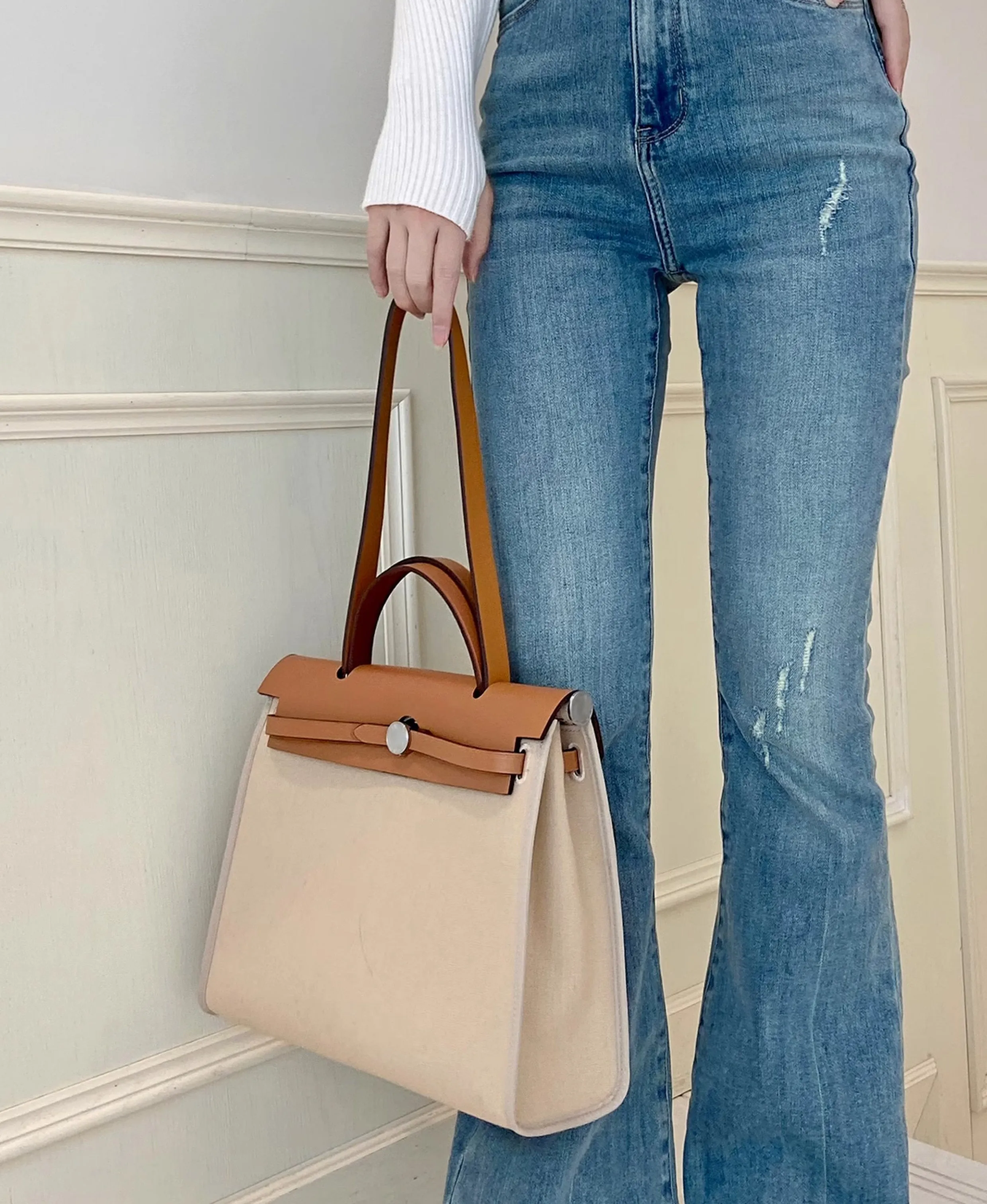 Custom Handmade Short Leather Wide Strap Accessory for Herbag – Shoulder Strap Replacement