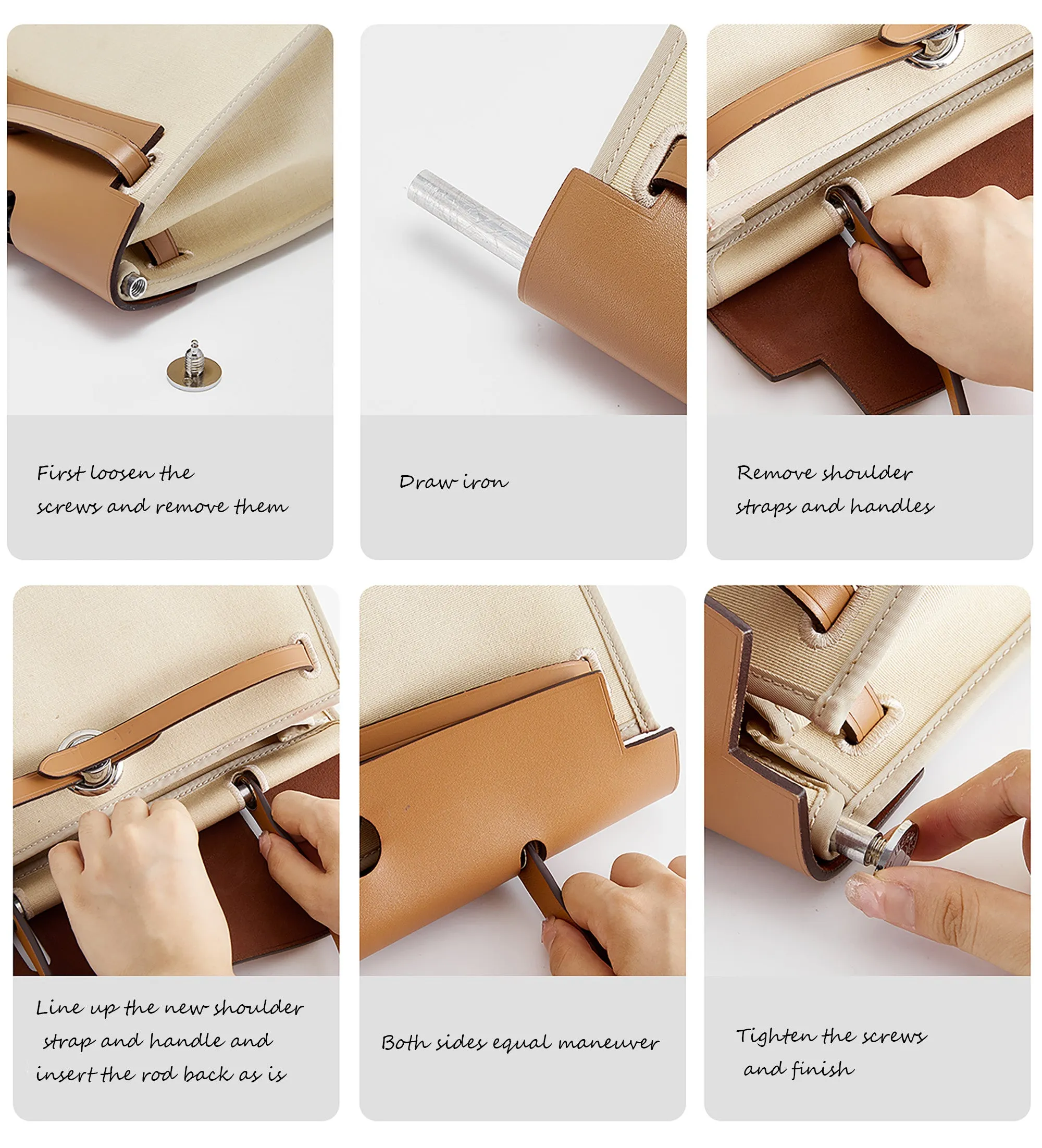 Custom Handmade Short Leather Wide Strap Accessory for Herbag – Shoulder Strap Replacement