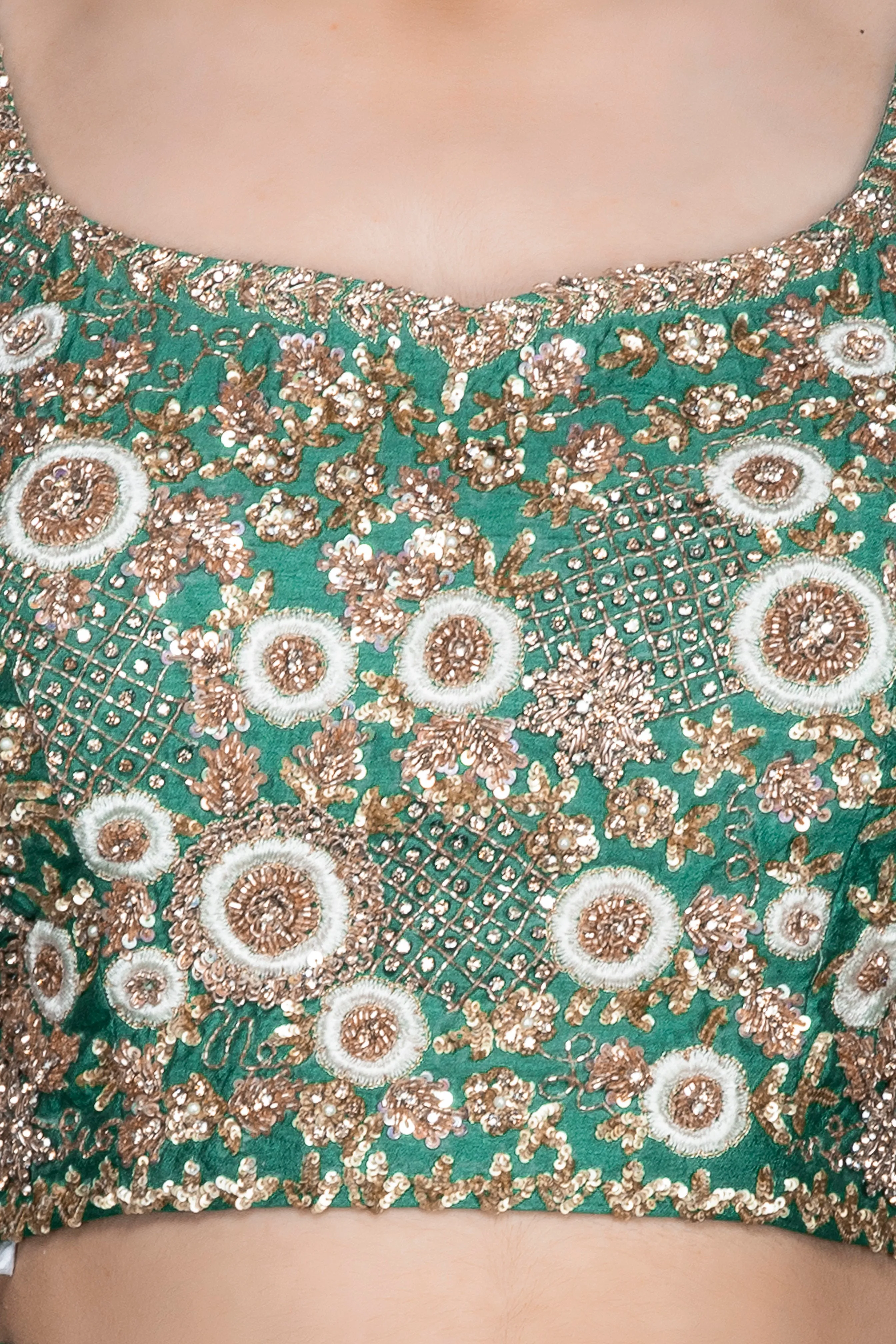 Dark Green Georgette Lehenga