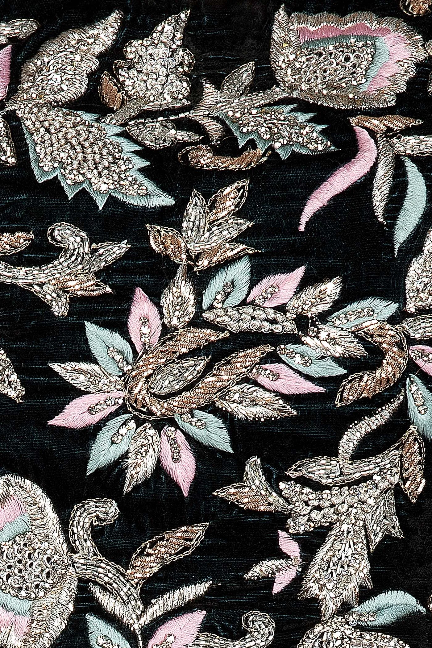 Dark Green Velvet Top With Baby Pink Silk Lehenga And Net Dupatta