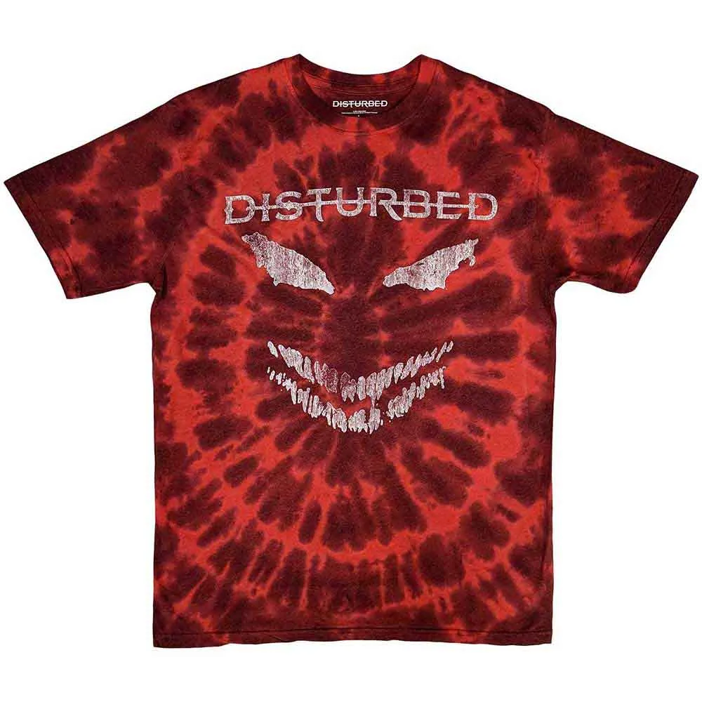 Disturbed "Scary Face" Red Dip Dye T shirt