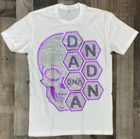 Dna Premium Wear- studded dna skull ss tee (white/purple)