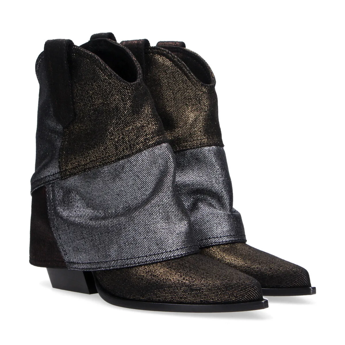 Elena Iachi texano in patchwork di jeans laminato