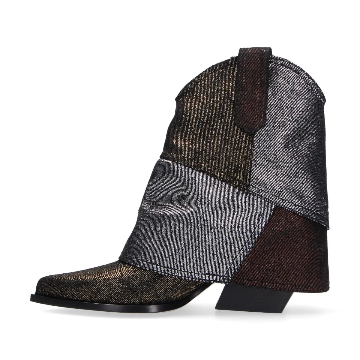 Elena Iachi texano in patchwork di jeans laminato