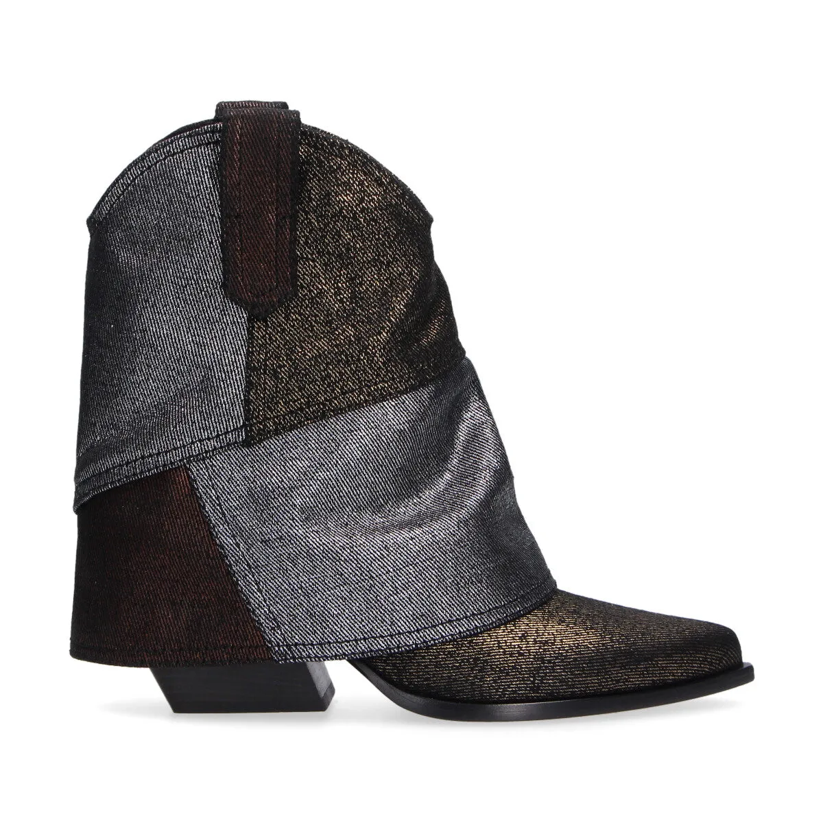 Elena Iachi texano in patchwork di jeans laminato