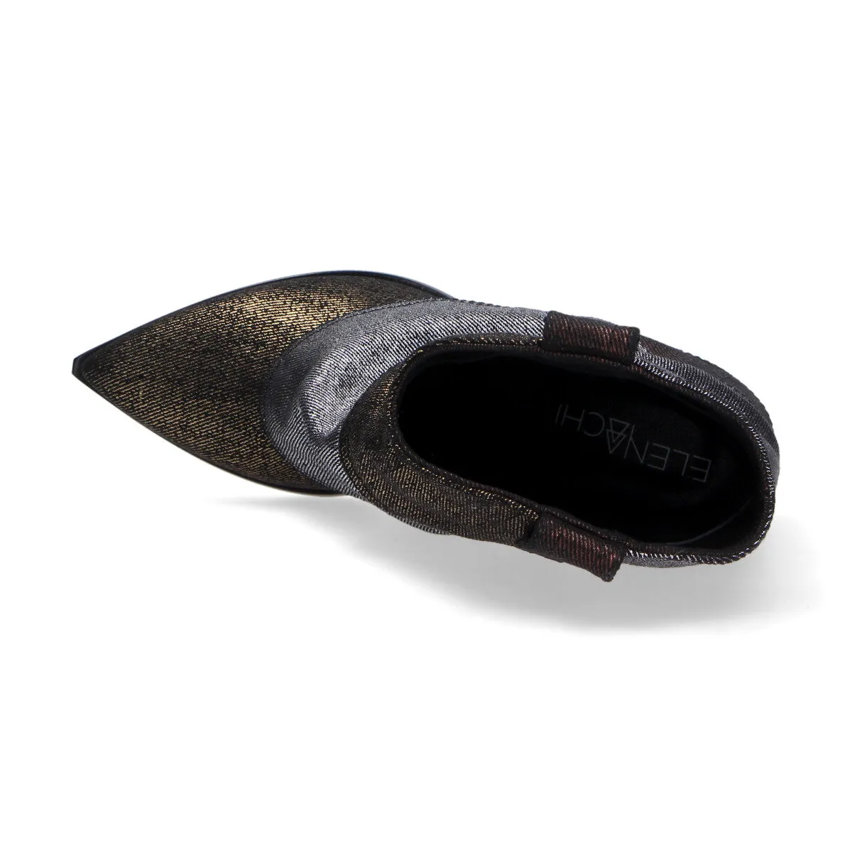 Elena Iachi texano in patchwork di jeans laminato