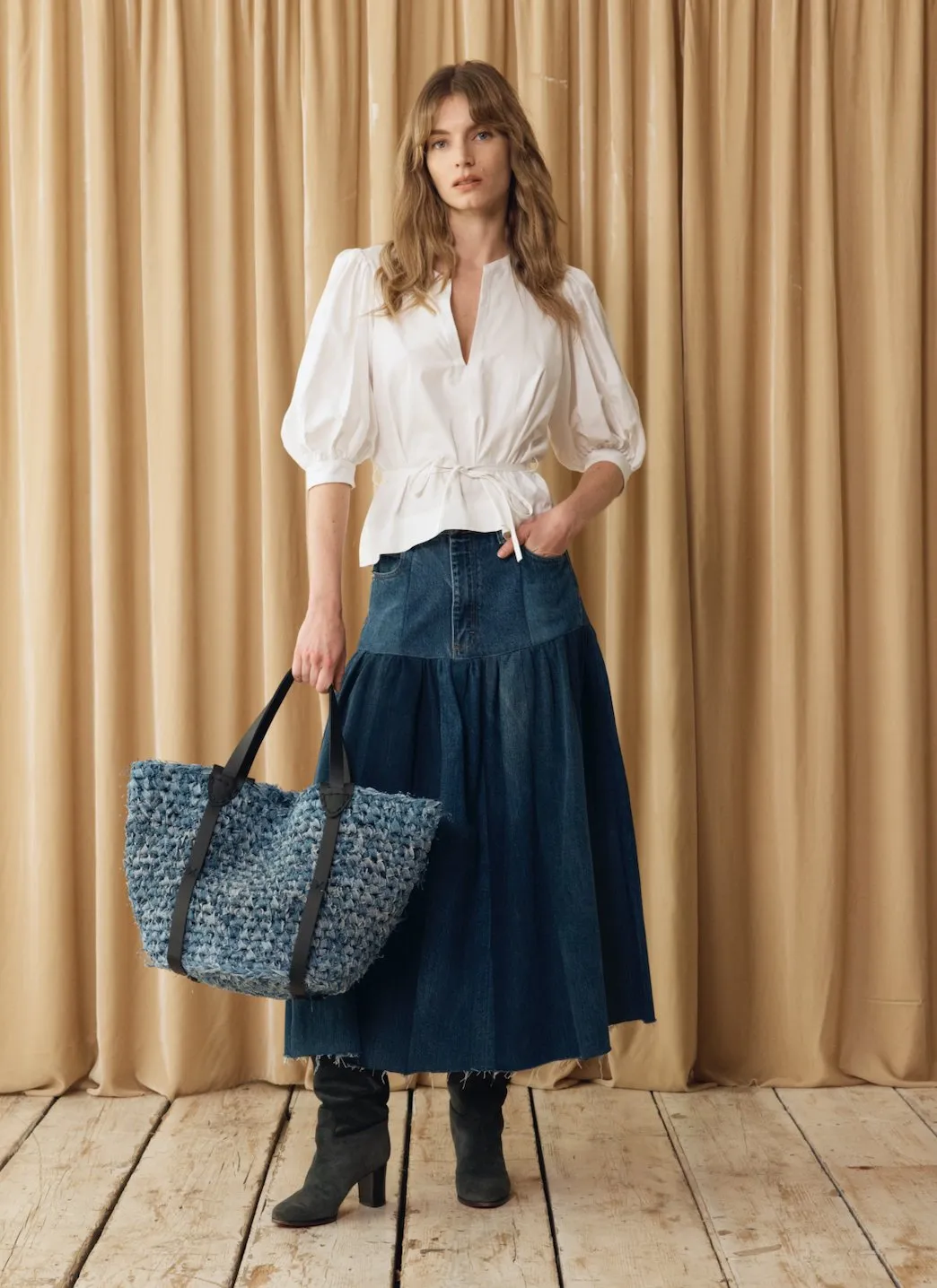 E.L.V. Denim | Harvard Denim Skirt | Dark Blue