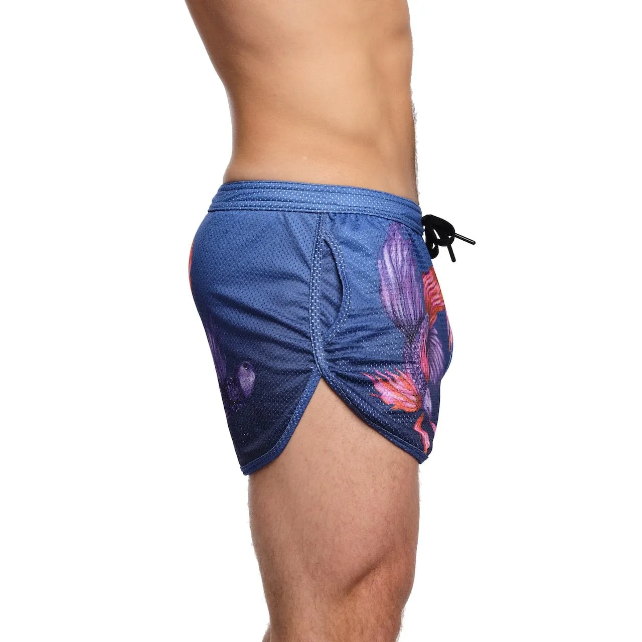 Fighting Fish Purple Mesh Shorts
