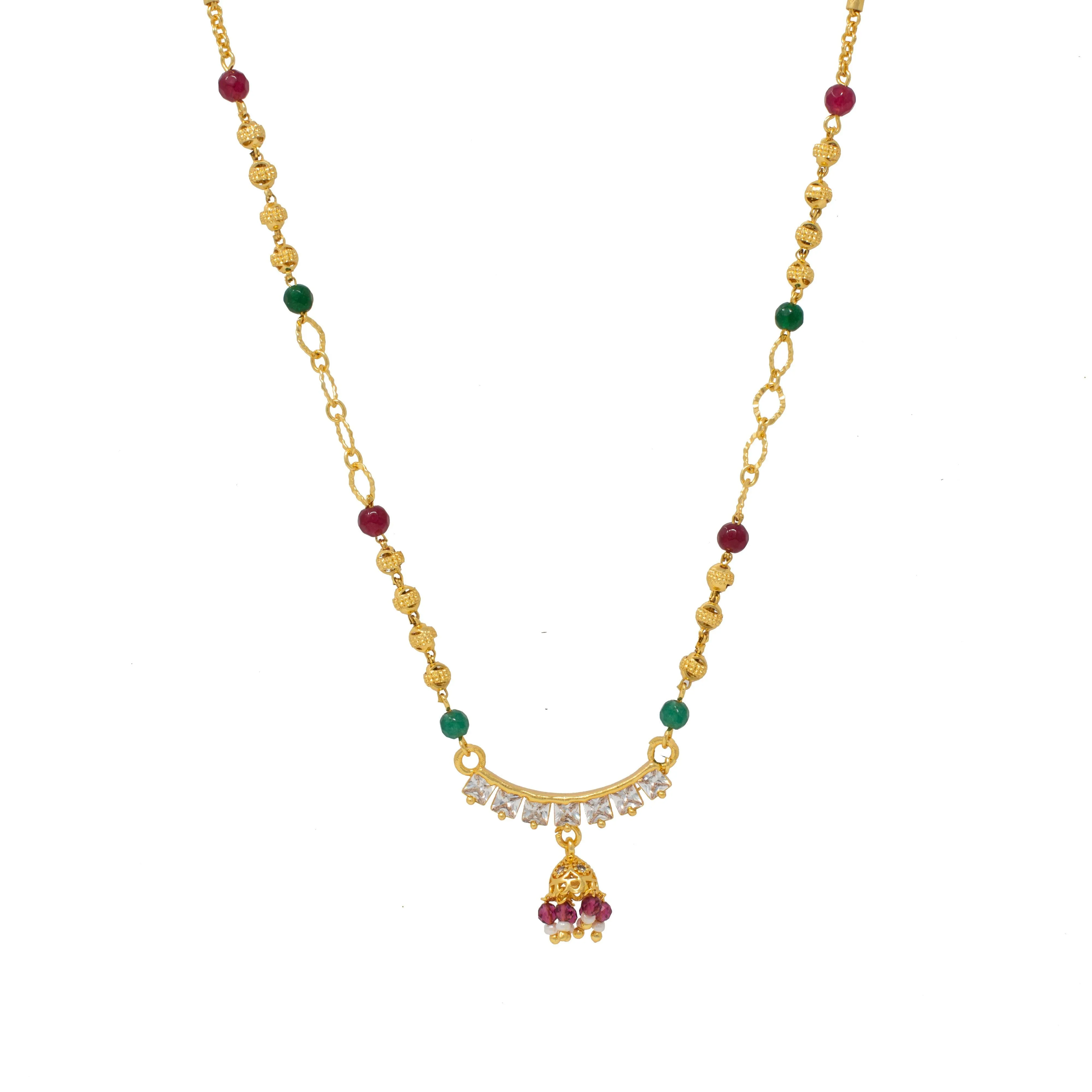 Gilded Chains: Multi-Hued Necklace Set