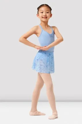 Girls Mirella Blue Paisley Printed Mesh Pull On Skirt