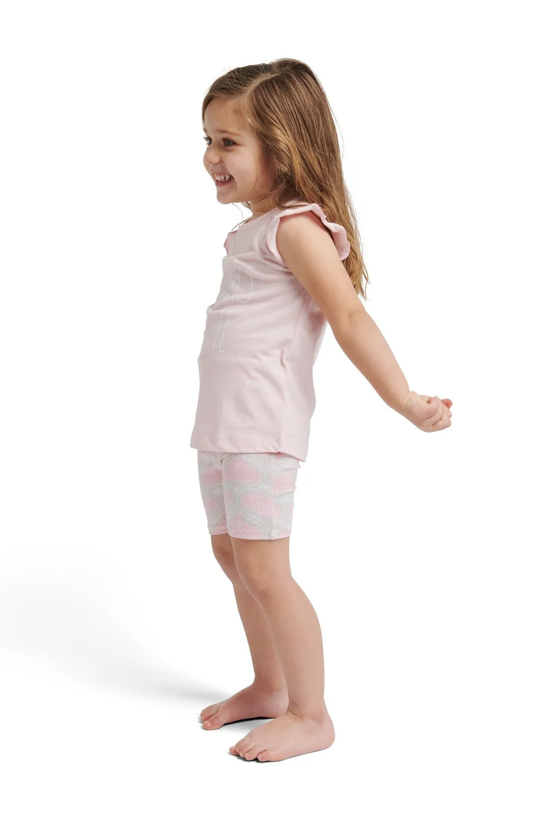 Girls "MOM'S BESTIE" Ruffle Sleeve Tank and Elastic Waistband Short Set