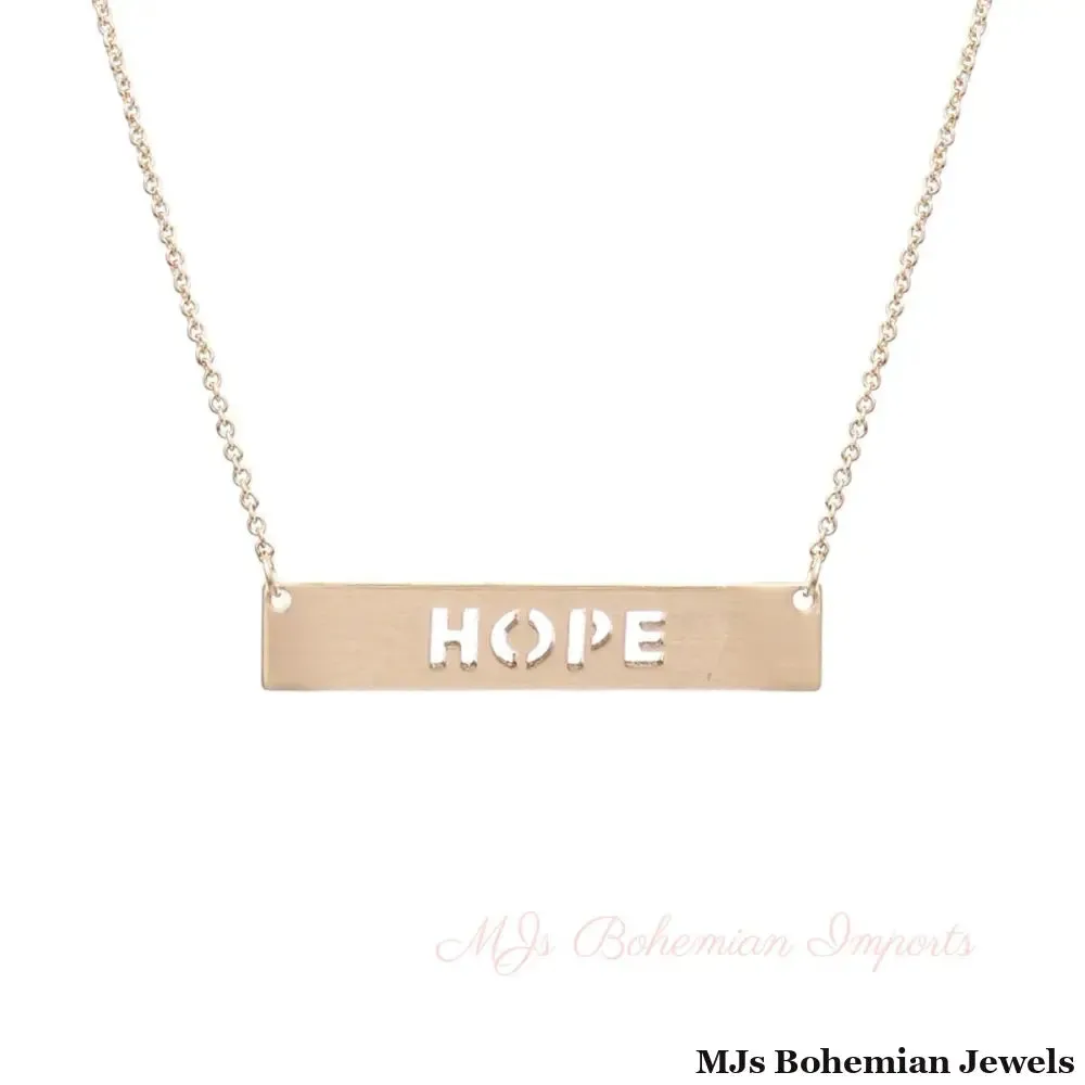Gold Cutout HOPE Plate Necklace