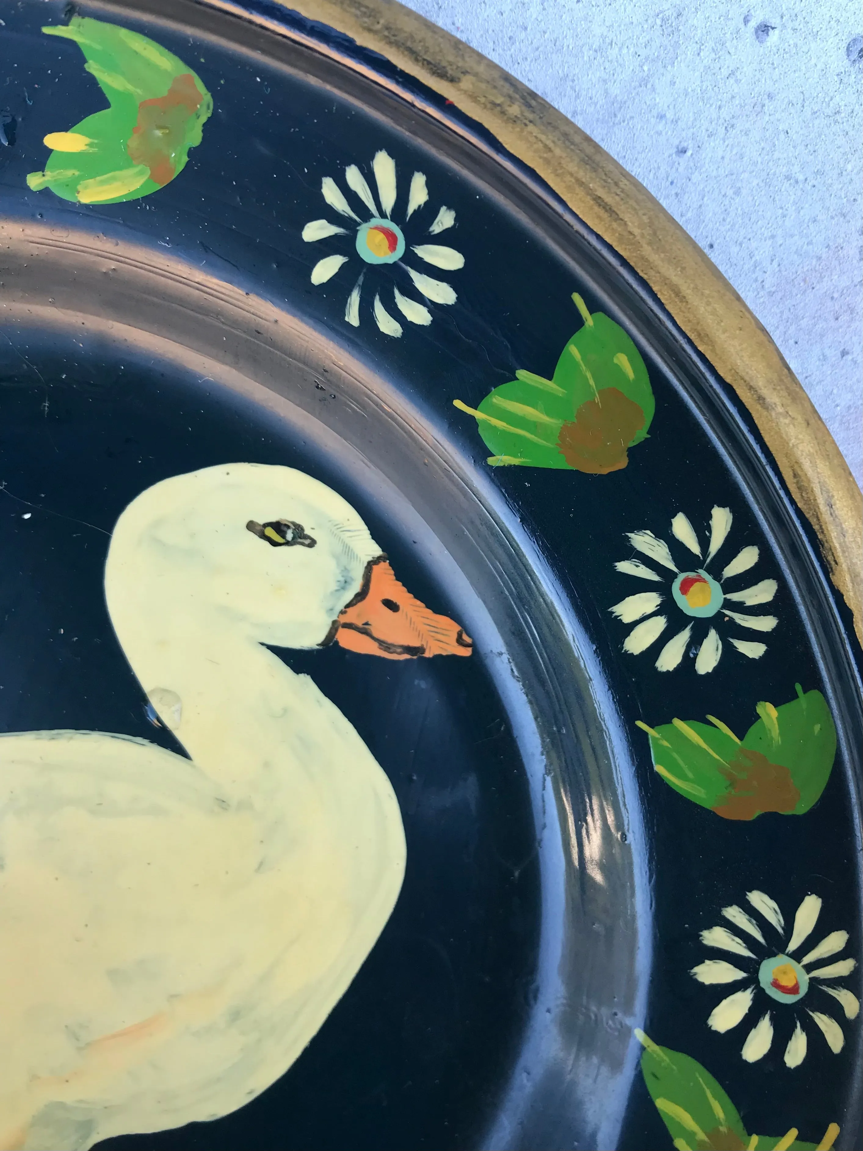 Hand painted vintage metal duck plates - 2 available