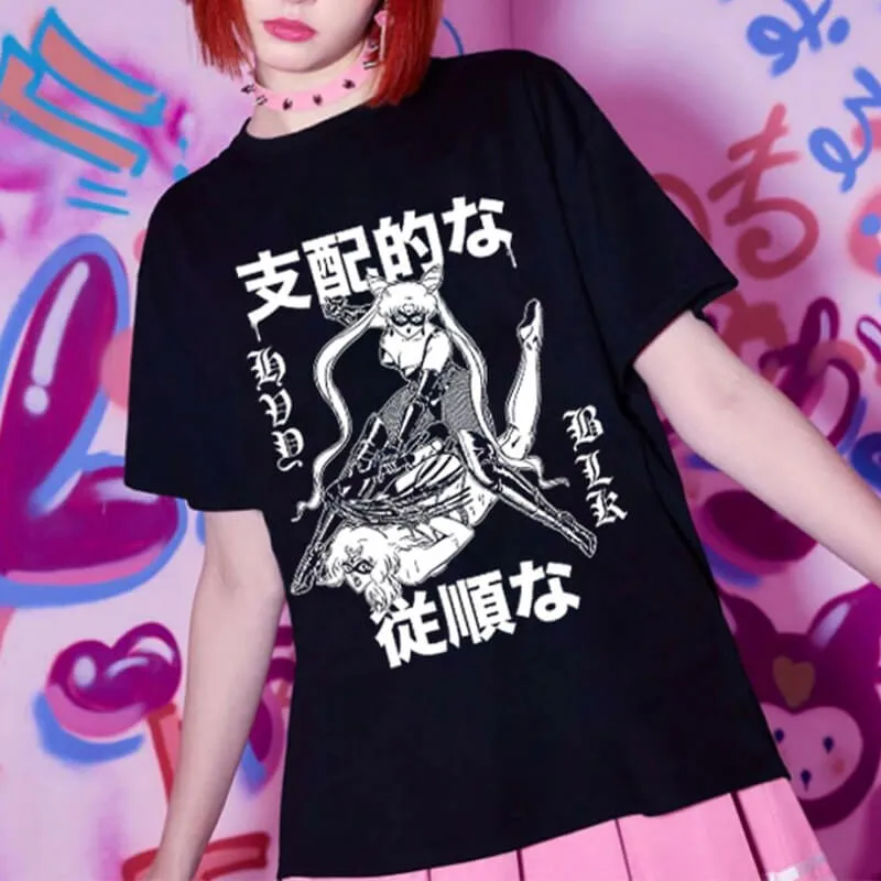 HVY BLK Dark Sailor Moon T-Shirt Bondagecore