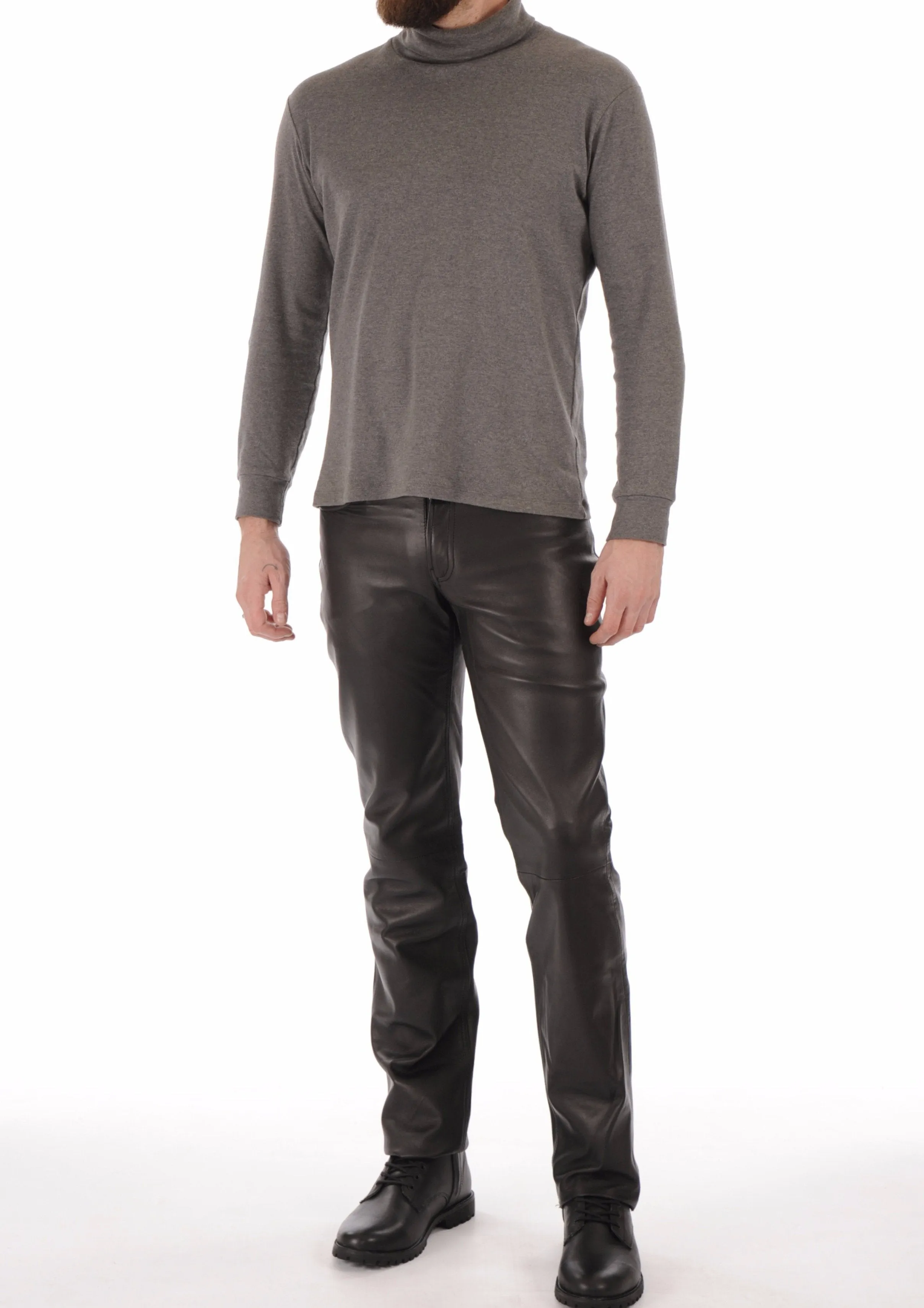 Jad Mens Leather Pants | Black